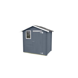 CASETTA DI LEGNO LIVIA BH16 mm dim. 198x130 cm PORTA SINGOLA CIECA + FINESTRA COLOR GRIGIO