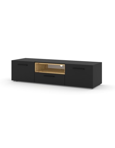 Mobile TV STAND ANETTE 151 colore Nero opaco mensola Rovere