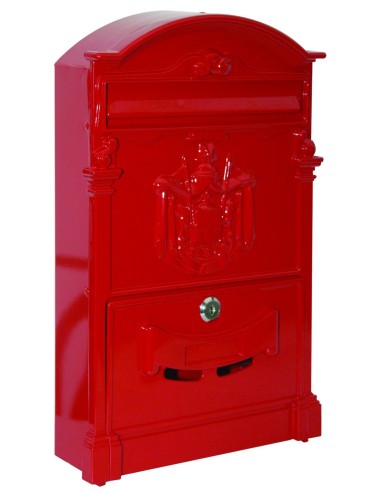 CASSETTA POSTALE VILLA ITALIA PER ESTERNO IN ALLUMINIO COLOR ROSSO  L26xP9xH42 cm