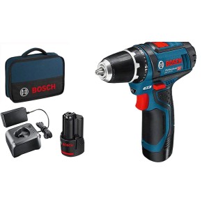 Bosch Trapano Avvitatore 12V con 2 batterie 2,0 Ah + caricabatterie,in borsa