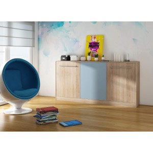 Mobile con Letto Pieghevole Integrato Roger cm 212x40x113h rovere blu
