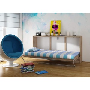 Mobile con Letto Pieghevole Integrato Roger cm 212x40x113h rovere blu