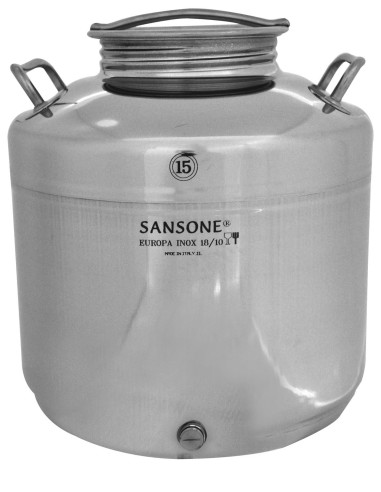 BIDONE FUSTO CONTENITORE IN ACCIAIO INOX SANSONE LT.15