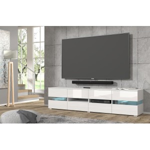 Mobile soggiorno porta tv VIPER  cm186x39x45h bianco opaco frontale bianco lucido