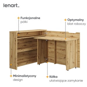 Lenart scrivania richiudibile Off. Concept cm115x27-136x93H destra Rovere