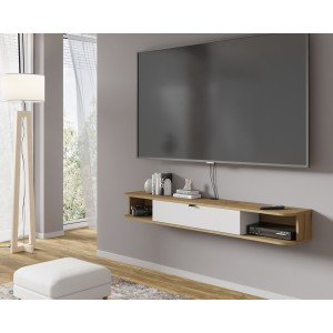 BIM FORNITURE mobile tv soggiorno ICARUS cm 156x29x20h rovere bianco opaco