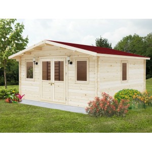 Casetta in legno non trattato LAVINIA cm. 500x500 con Pavimento costruzione tipo blockhouse