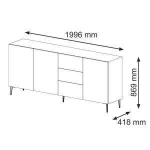 BIM FORNITURE mobile tv soggiorno RAVENNA cm 200x42x87H Nero opaco