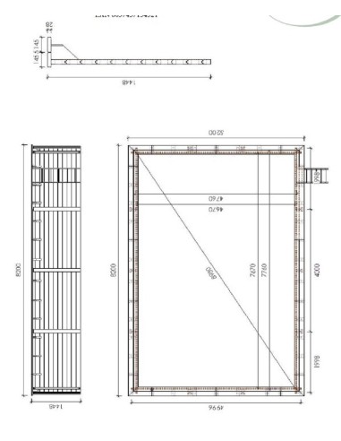 PISCINA RETTANGOLARE IN LEGNO IMPREGNATO CM.800X500X145H