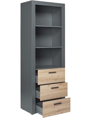 LIBRERIA SCAFFALE CORBETO MOBILE CASA UFFICIO ANTRACITE ROVERE 68.6x41.6x190CM