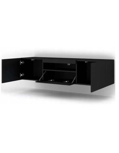 MOBILE TV PIANO TV SOSPESO O A TERRA NERO OPACO (NO LED) 150x37x42cm AURA