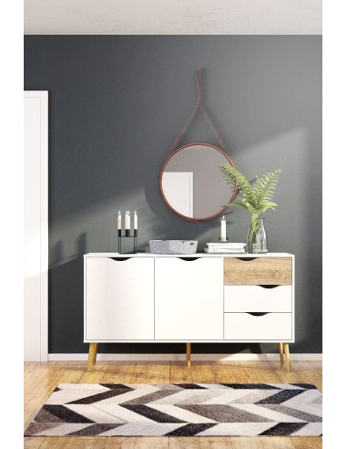 MOBILE CREDENZA CUCINA SOGGIORNO OSLO CM.147X39X82  BIANCO OPACO ROVERE