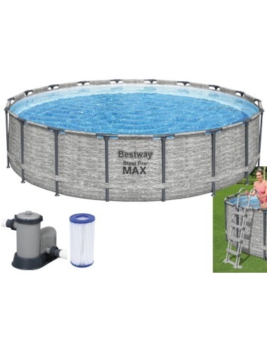 PISCINA TONDA FUORI TERRA STEEL PRO MAX BESTWAY 549xH122 -5618Y + POMPA, SCALETTA E TELO