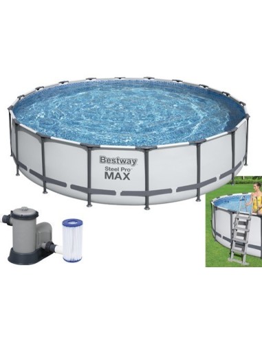 PISCINA TONDA FUORI TERRA STEEL PRO MAX BESTWAY 549xH122 -56462 + POMPA, SCALETTA E TELO