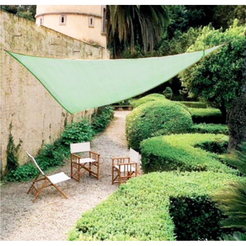 TELO VELA TRIANGOLO OMBREGGIANTE VERDE GAZEBO OMBRELLONE COPERTURA MT.5X5X5 TELO VELA TRIANGOLO OMBREGGIANTE VERDE GAZEBO OMBRELLONE COPERTURA MT.5X5X5