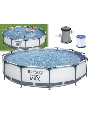 PISCINA TONDA FUORI TERRA STEEL PRO MAX BESTWAY 366xH76 -56416 + POMPA