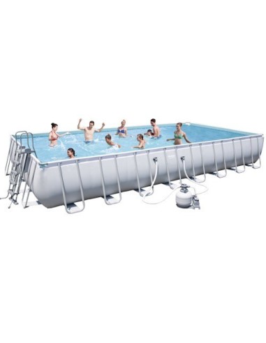 PISCINA RETTANGOLARE FUORI TERRA POWER STEEL BESTWAY 956X488 H132 -56623 + POMPA, SCALETTA E TELO