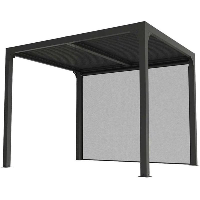 Pergola Foresta gazebo bioclimatica in alluminio, apertura manuale, 240x300 completa di tenda sul lato da 3 mt Pergola Foresta gazebo bioclimatica in alluminio, apertura manuale, 240x300 completa di tenda sul lato da 3 mt
