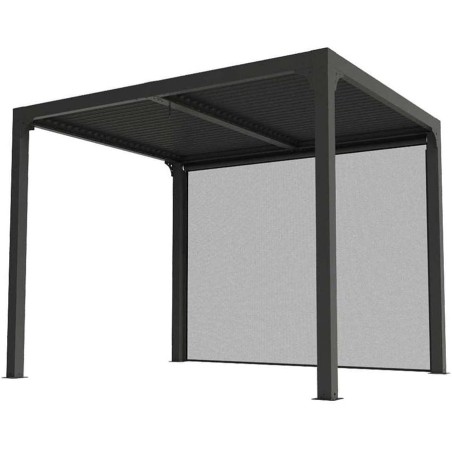 Pergola Foresta gazebo bioclimatica in alluminio, apertura manuale, 240x300 completa di tenda sul lato da 3 mt