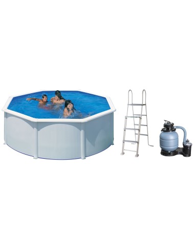 PISCINA FUORI TERRA TONDA GRE FIDJI KIT 350 ECO 350xh120 + ACCESSORI