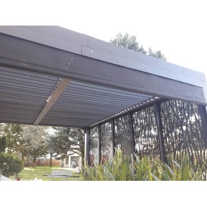 Pergola Foresta gazebo bioclimatica in alluminio, apertura manuale, 240x300 completa di 1 tenda + 1 pannello