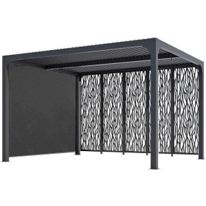 Pergola bioclimatica Foresta gazebo in alluminio, apertura manuale, 360x300 con pannello + tenda laterale