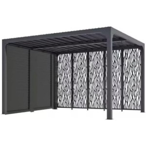 Pergola bioclimatica Foresta gazebo in alluminio, apertura manuale, 360x300 con veneziane e pannelli