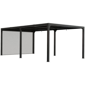 Pergola bioclimatica Foresta gazebo in alluminio, apertura manuale, 360x600 con tenda su lato 360