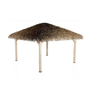 Gazebo Casetta Foresta 394x394, copertura foglie di palma sintetiche, impermeabili
