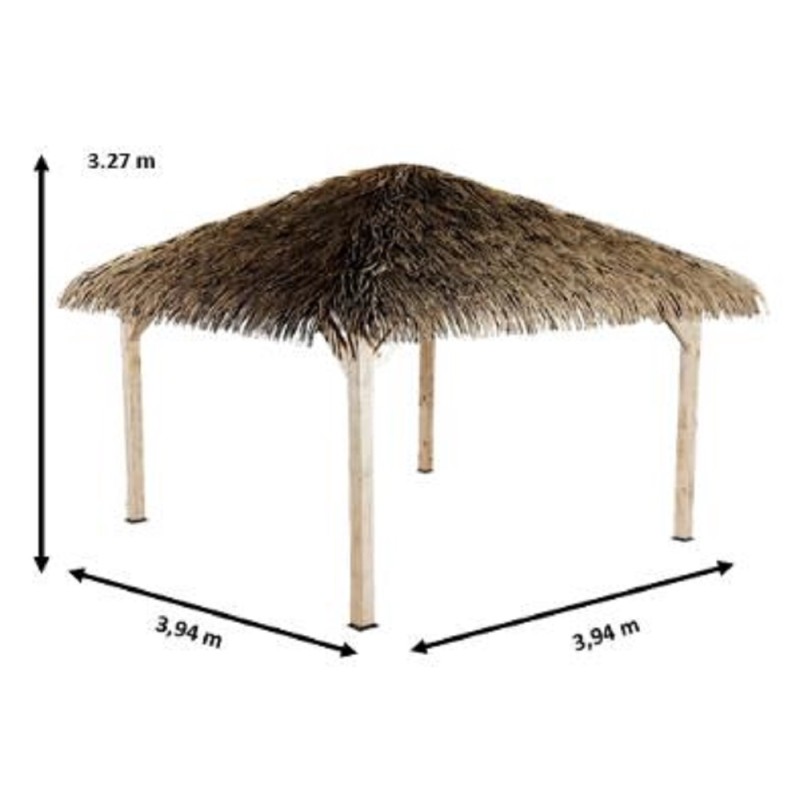 Gazebo Casetta Foresta 394x394, copertura foglie di palma sintetiche, impermeabili Gazebo Casetta Foresta 394x394, copertura foglie di palma sintetiche, impermeabili