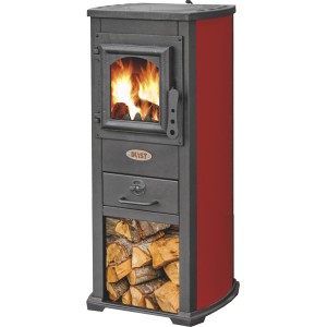 Stufa a legna Berna Lux 5,3 kw cm46x33x90h Rosso