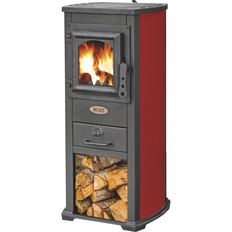 Stufa a legna Berna Lux 5,3 kw cm46x33x90h Rosso