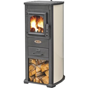 Stufa a legna Berna Lux 5,3 kw cm46x33x90h Beige