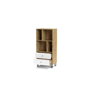 Mobile Libreria 2 cassetti Bollo B07 cm 63x40x135h bianco rovere