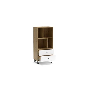 Mobile Libreria 2 cassetti Bollo B07 cm 63x40x135h bianco rovere