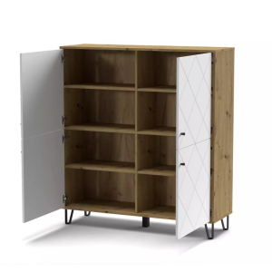 Mobile Soggiorno Salvaspazio Bollo 123x40x135 cm Rovere Artisan/Bianco - 4 Ante