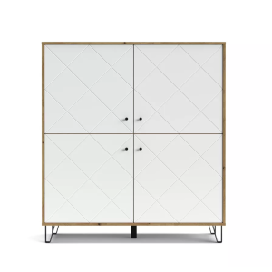 Mobile Soggiorno Salvaspazio Bollo 123x40x135 cm Rovere Artisan/Bianco - 4 Ante