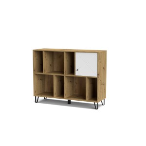 Mobile libreria 1 sportello soggiorno Bollo B09 cm 123,4x40x95h bianco rovere