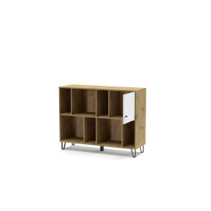 Mobile libreria 1 sportello soggiorno Bollo B09 cm 123,4x40x95h bianco rovere