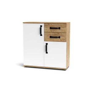 Mobile con 2 cassetti e 2 ante modello MOSSO 02 cm 80x32x83h Rovere Bianco