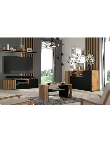 MOBILE PORTA TV  STAND TV SOGGIORNO 150x42x42cm ROVERE NERO OPACO