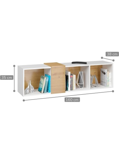 MOBILE STAND DA APPENDERE TV SOGGIORNO VANTA 160x38x35cm ROVERE BIANCO