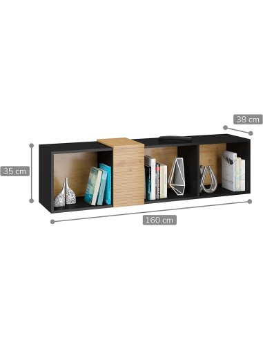 MOBILE STAND DA APPENDERE TV SOGGIORNO VANTA 160x38x35cm ROVERE NERO