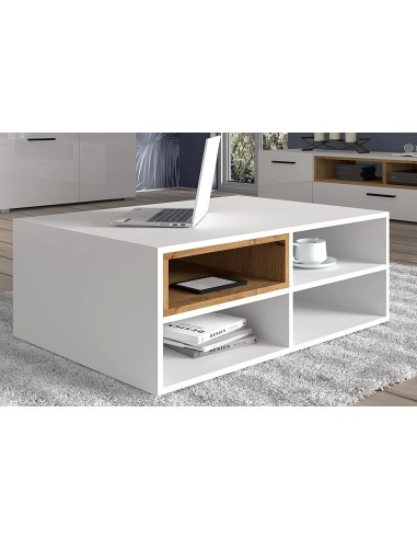 MOBILE TAVOLINO DA CAFFE' PORTA PC ANETTE 94x70x37cm BIANCO ROVERE