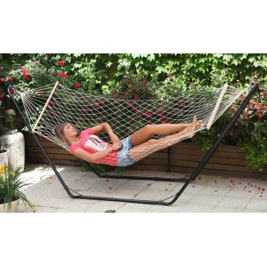AMACA A RETE CON ASSE IN LEGNO CM.80X200 ARREDO GIARDINO ESTERNO SENZA TELAIO
