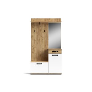 Mobile ingresso con specchio cm 104x32x190h mod. MOSSO Rovere Bianco