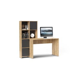 Mobile scrivania con libreria mod. HALK cm 156x55x147 rovere bianco