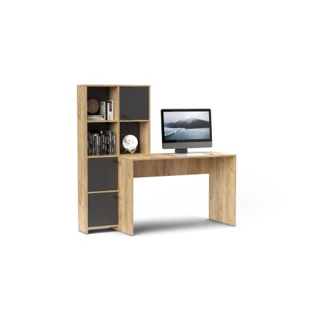 Mobile scrivania con libreria mod. HALK cm 156x55x147 rovere bianco