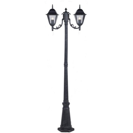 LAMPIONE 2 BRACCI NEW YORK ALTEZZA CM.200 ALLUMINIO PRESSOFUSO VERNICIATO GRIGIO GHISA 60W