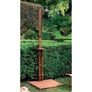 DOCCIA DA GIARDINO E PISCINA MOD.CARAIBI IN LEGNO BALAU CON RUBINETTO E SOFFIONE